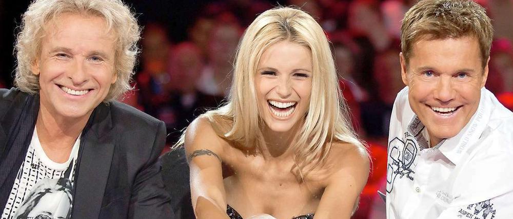 Die bekannteste Jury des deutschen Fernsehens: Thomas Gottschalk, Michelle Hunziker und Dieter Bohlen.