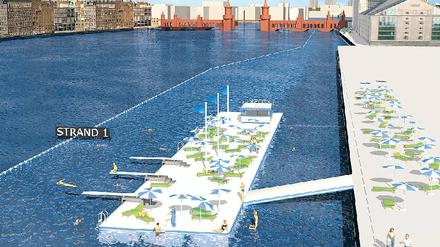 So hatte es sich Erfinder Steeg eigentlich gewünscht: Die Oberfläche der Anlage sollte bespielt werden, mit einem Café, Schwimmanlagen oder einem Solarbootverleih. Das sollte auch die Kosten erwirtschaften. Das System ist laut Steeg flexibel: es können beliebig viele Module aneinander gesteckt werden, die Anlage kann schmaler gebaut werden oder auch direkt ans Ufer gesetzt werden. Möglich ist auch, dass eine Kläranlage integriert wird. Dann könnte das Wasser direkt in den Fluss geleitet werden - und müsste nicht zurück in die Kanalisation fließen.