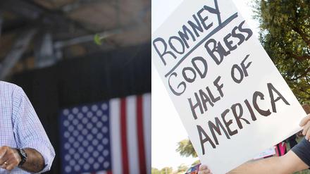 Mitt Romney hat viele Wähler gegen sich aufgebracht - wie das Bild rechts zeigt.
