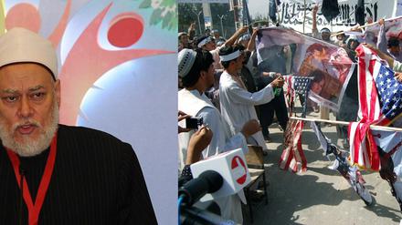 Ali Gomaa ist Großmufti von Ägypten. Im Bild rechts: Proteste in Afghanistan.