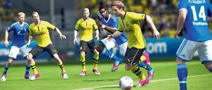 Schalke gegen Dortmund. Den Revierknaller können „Fifa“-Nutzer ab diesem Montag auf der Konsole nachspielen. Dann beginnt die virtuelle Bundesliga, in der Computerspieler gegeneinander antreten. Ein Versuch, das Geschäft zu beleben. 