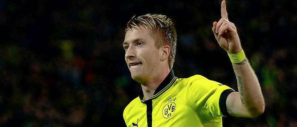 Beim zweiten Tor jubelt er doch: Marco Reus trifft doppelt gegen sein Ex-Verein.