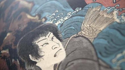 Manga-Pionier: Detail einer Zeichnung des Holschnitzkünstlers Katsushika Hokusai (1760-1848).