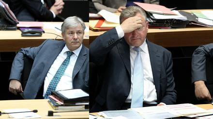 Spaß auf der Regierungsbank? Frank Henkel und Klaus Wowereit.
