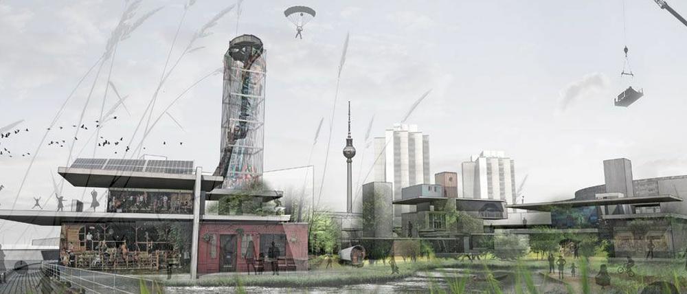 Spielwiese: So könnte das Ufergrundstück zwischen Jannowitzbrücke und Ostbahnhof nach dem Zuschlag für die Genossenschaft bald aussehen. 