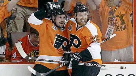 Auf dem Weg nach Berlin: Claude Giroux (rechts) und Daniel Briere.