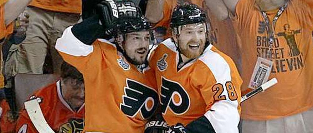 Auf dem Weg nach Berlin: Claude Giroux (rechts) und Daniel Briere.