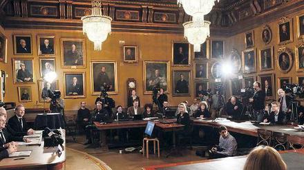 Feierlicher Moment. Bekanntgabe der Nobelpreisträger für Wirtschaftswissenschaften am Montag in Stockholm. 