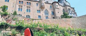 Ruckedigu, Blut ist im Schuh. So gurren die Tauben im Märchen von „Aschenputtel“. Nur hübsch ist dagegen dies Highheel-Exemplar im Grimm-Park von Marburg.