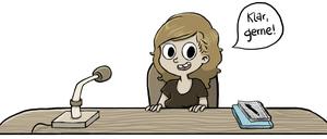 Beim Interview: Die Zeichnerin im Selbstporträt (für komplette Bildansicht auf Lupe klicken).