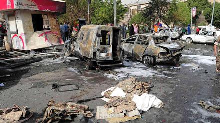 Der Schauplatz der Explosion in Damaskus.