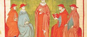 Bannstrahl aus Avignon. Papst Johannes XXII., hier eine Darstellung seiner Wahl, entstanden um 1370, erließ ein Interdikt für Berlin-Cölln. Foto: Bildarchiv Preußischer Kulturbesitz