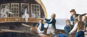 Unterwegs nach Pitcairn. Ransmayr schreibt auch über die Bounty-Meuterei (hier ein Gemälde von Robert Dodd, 1790). Abb.: cinetext