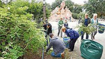Platz-Putz. Schon im September reinigten Anwohner den Arnswalder Platz. Am heutigen Sonnabend treffen sie sich erneut.