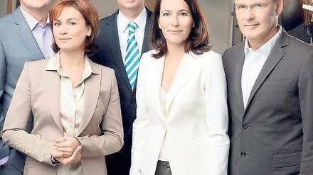 Unter Dauerbeobachtung: Die ARD-Talker Frank Plasberg (v.l.n.r.), Sandra Maischberger, Günther Jauch, Anne Will und Reinhold Beckmann. Foto: ARD