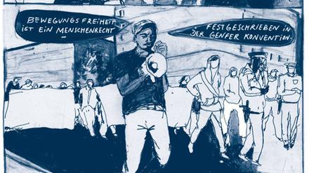 Flüchtlinge ohne Lobby. Eine Demonstrationsszene aus dem Buch.
