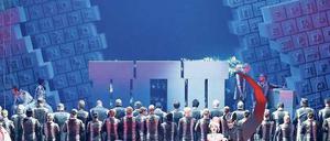 Hier haben Ausstattung und Musik riesige Ausmaße. Szene aus Jörg Widmanns „Babylon“-Oper. Foto: drama-berlin.de