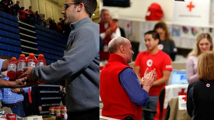 Kandidat und Präsident packen bei der Katastrophenhilfe mit an.