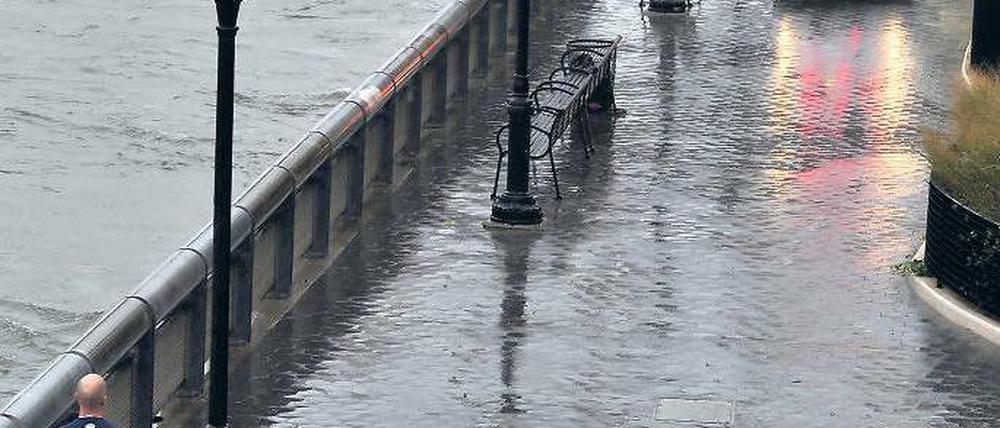 Keine nassen Füße. Die mehr als 45 000 Läufer, die sich für den Marathon in New York angemeldet haben, brauchen am Sonntag nicht vor die Tür zu gehen. Die Stadt konzentriert sich auf den Wiederaufbau. Foto: AFP