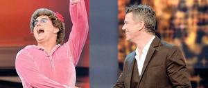 Atze Schröder sprang für Cindy aus Marzahn als Assistent von Markus Lanz (rechts) ein. Ein Moment der Fremdscham, verknüpft mit der Frage, warum sich das ZDF für „Wetten, dass..?“ beim Freakpersonal des Privatsenders RTL bedient. Foto: dpa