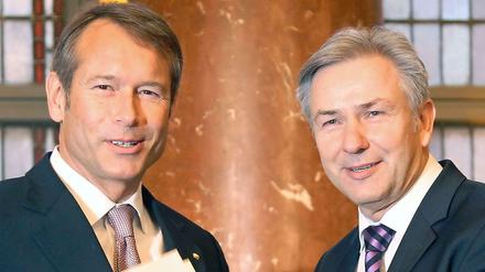 Zusammen mit Klaus Wowereit (r.) will Nußbaum den Senat im Dezember 2014 verlassen.