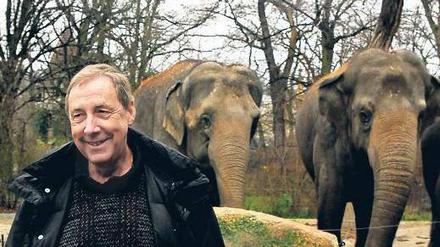 Mit Gefühl. Elefanten haben Sozialsinn, sie kümmern sich umeinander – auch in der freien Wildbahn. Davon konnte Jürgen Lange, Zoodirektor bis 2007, in der Emmauskirche erzählen, wo er zum Buß- und Bettag eingeladen war. Foto: Kitty Kleist-Heinrich