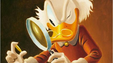 Ein Händchen für Taler. Dagobert Duck auf einem Gemälde von Carl Barks.