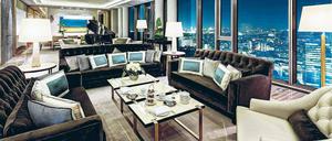 Das Bild der Präsidentensuite wirkt wie Simulation, soll aber das erste Foto sein. Rechts ist das Europa-Center zu erkennen. 