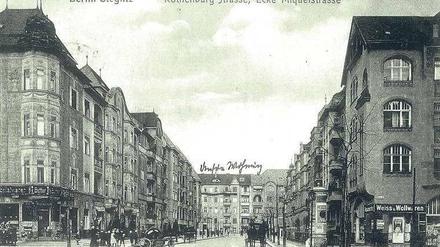 Damals. Im Eckhaus Miquelstraße 8 (o. l.) lebte Kafka im Herbst 1923. Im „Rothenburg Eck“ (u. r.) fand sich 2012 die Postkarte.