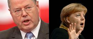 Peer Steinbrück und Angela Merkel. Sie will Kanzlerin bleiben, er will es werden. 