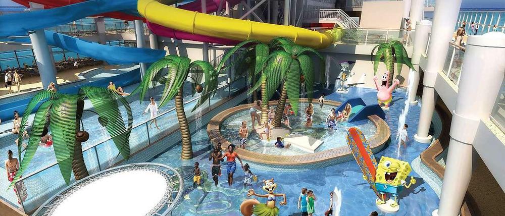 Freier Fall auf hoher See. Diesen Nervenkitzel bietet als erstes Schiff überhaupt die "Norwegian Breakaway" in ihrem Aqua Park.