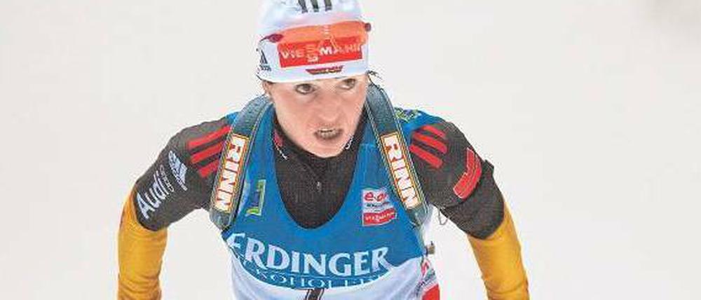 Schmerzlicher Ausfall. Andrea Henkel kann in Oberhof nicht starten. Foto: dpa