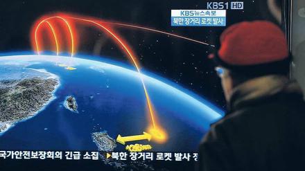 Machtdemonstration. Der gelungene Raketenstart Mitte Dezember 2012 wurde in Nordkorea gefeiert – und im Süden aufmerksam beobachtet. 