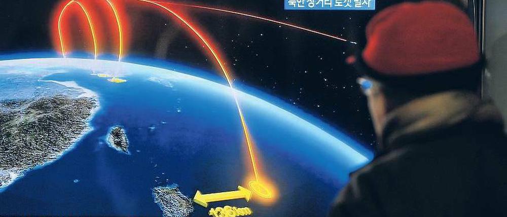 Machtdemonstration. Der gelungene Raketenstart Mitte Dezember 2012 wurde in Nordkorea gefeiert – und im Süden aufmerksam beobachtet. 