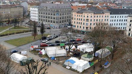 Das Camp auf dem Oranienplatz.