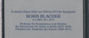 Die Gedenktafel für Boris Blacher befindet sich am Haus Kaunstraße 6 ((Zehlendorf). 