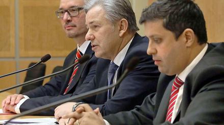 Klaus Wowereit, Jan Stöß und Raed Saleh.