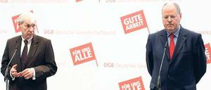 Den Schulterschluss mit den Gewerkschaften suchte Peer Steinbrück (rechts), doch DGB-Chef Michael Sommer betonte die parteipolitische Unabhängigkeit.