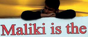 Sunnitischer Demonstrant in Baghdad: Protest gegen Malikis pro-schiitische Gesetzgebung.