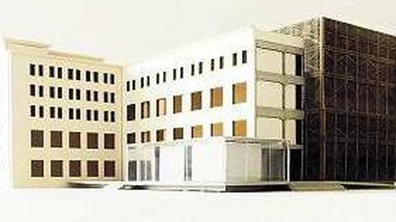 Markante Ecke. Für 33 Millionen Euro entsteht an der Zinnowitzer Straße ein Ensemble aus Alt- und Neubauten. Rechts sieht man den Bühnenturm mit Holzfassade.