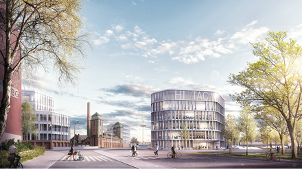 Rendering des geplanten HI-TAC-Gebäudes auf dem Campus der Universitätsmedizin Mannheim. 