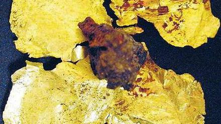 Glücksbringer. Ein Goldkleeblatt, geschaffen von mongolischen Nomaden. 