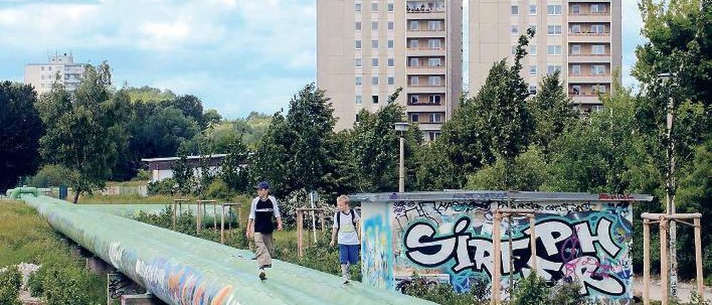 Immer an der Trasse lang. An der S-Bahn-Trasse, an der auch Fernwärmeleitungen liegen, soll eine große Straße gebaut werden. Foto: ddp