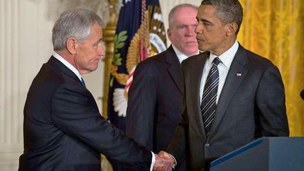 Für beide, Chuck Hagel und Barack Obama, kein Tag zur Freude: Die Republikaner verhinderten die Ernennung Hagels zum neuen Verteidigungsminister - dabei ist er selbst Republikaner.