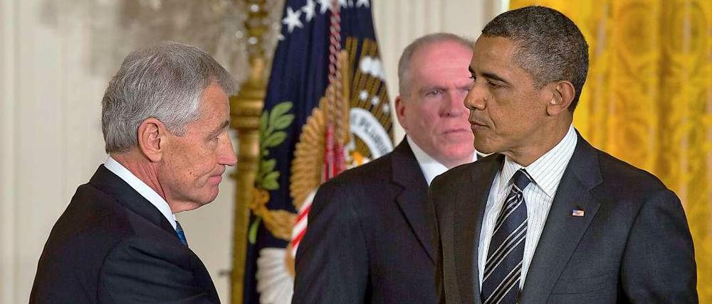 Für beide, Chuck Hagel und Barack Obama, kein Tag zur Freude: Die Republikaner verhinderten die Ernennung Hagels zum neuen Verteidigungsminister - dabei ist er selbst Republikaner.