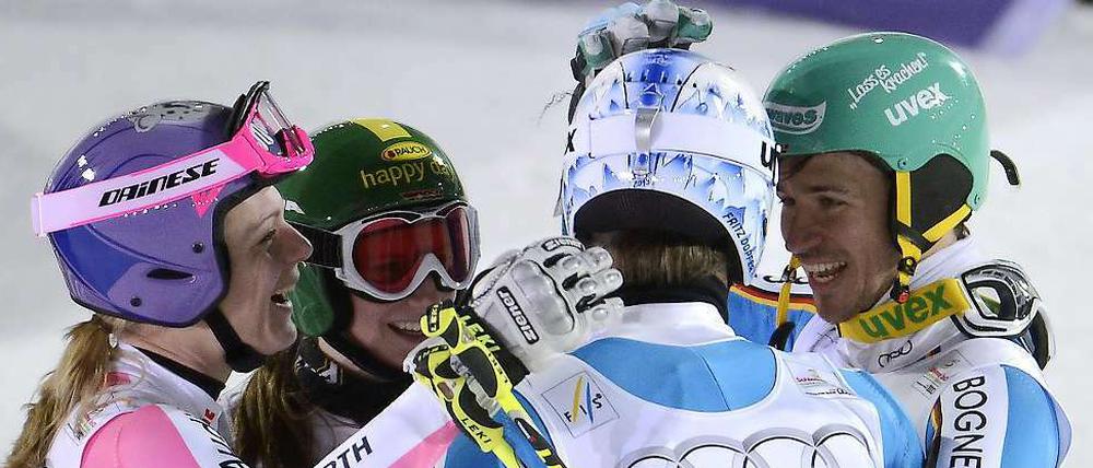 Jubel im Quartett. Die Deutschen freuen sich über Bronze.