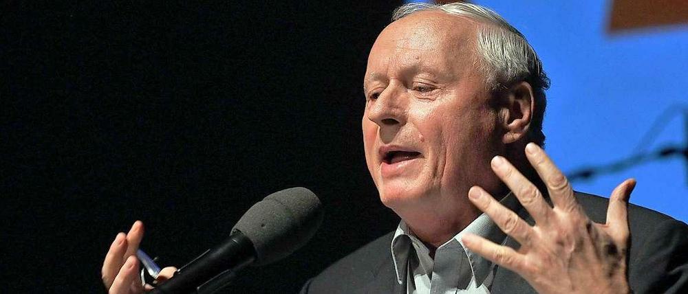 Oskar Lafontaine beim Politischen Jahresauftakt der Linken in der Berliner Volksbühne