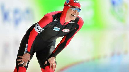 Erschöpft. Claudia Pechstein beim Weltcup am ersten Märzwochenende in Erfurt. 