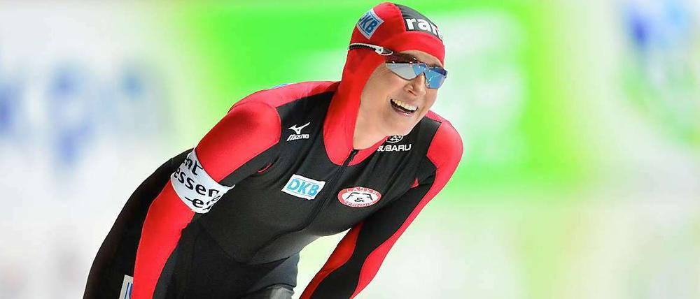 Erschöpft. Claudia Pechstein beim Weltcup am ersten Märzwochenende in Erfurt. 