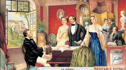 Konzert mit dem Meister. Wie es in der Wesendonck Villa zuging, glaubten Werbezeichner zu wissen – in einer Reklame für Liebig-Fleischextrakt.